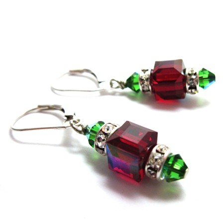 Festive Holiday Cube Earrings for Christmas - Click Image to Close